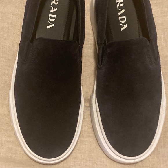 Prada Black Suede Slip-on Platform Sneaker - Picture 6 of 10